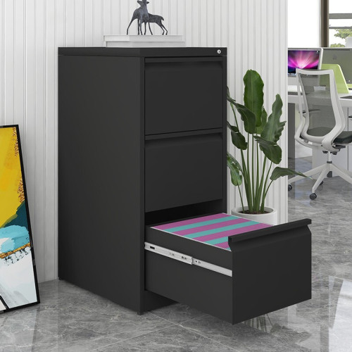 Vertical 3 Drawer Locking File Cabinet, Steel Home Office Storage Cabinet Suitable for Letter, A4 and Legal Size Files - Metal - Metal - 3-4 Drawers - Drawers Included - Filing Cabinets - Not Specified