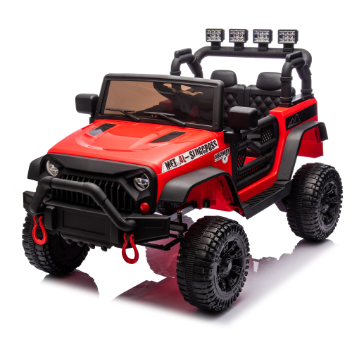 24V Kids Ride On Car W/Parents Remote Control,400W Motor,Four Wheel Suspension,Adjustable speed,USB,MP3,Music,Bluetooth,Large display screen,Power Display,Portable handle,Safety Belt for Kids Aged 3+. - Red - Polypropylene - ABS - American Design - 50 - 99 Lbs - 3 to 4 Years - Indoor & Outdoor Use