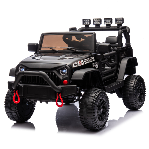 24V Kids Ride On Car W/Parents Remote Control,400W Motor,Four Wheel Suspension,Adjustable speed,USB,MP3,Music,Bluetooth,Large display screen,Power Display,Portable handle,Safety Belt for Kids Aged 3+. - Black - Polypropylene - ABS - American Design - 50 - 99 Lbs - 3 to 4 Years - Indoor & Outdoor Use