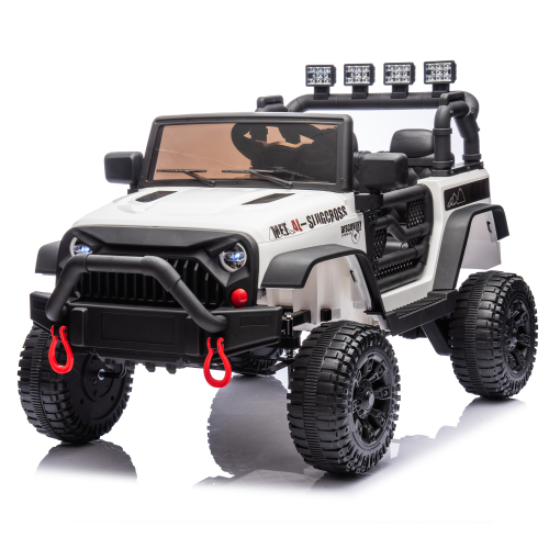 24V Kids Ride On Car W/Parents Remote Control,400W Motor,Four Wheel Suspension,Adjustable speed,USB,MP3,Music,Bluetooth,Large display screen,Power Display,Portable handle,Safety Belt for Kids Aged 3+. - White - Polypropylene - ABS - American Design - 50 - 99 Lbs - 3 to 4 Years - Indoor & Outdoor Use