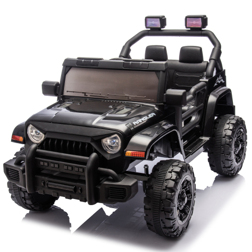 12V Kids Ride On Electric Car W/Parents Control,Dual drive, Four-wheel Suspension,With music,Bluetooth,MP3,USB,with headlights, steering wheel quick release,Slow start for Kids Aged 2-4. - Black - Polypropylene - ABS - American Design - 50 - 99 Lbs - 3 to 4 Years - Indoor & Outdoor Use