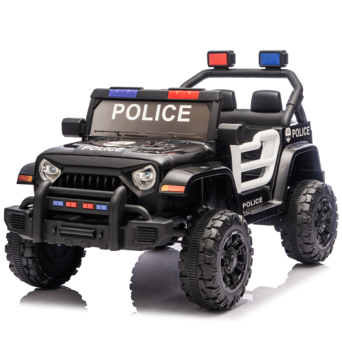 12V Kids Electric Police Car W/ Parent Remote Control,Dual drive,Four-wheel Suspension,With music,Bluetooth,MP3,USB,with headlights, steering wheel quick release,Slow start for Kids Aged 2-4. - Black - Polypropylene - Not Specified - Not Specified - Not Specified - Not Specified - Not Specified