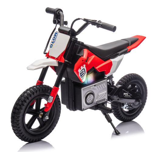24V Kids Ride On Electric Toy Motocross Motorcycle,200W High Speed Hub Motor,Rear wheel shock absorber,Adjustable speed,LED breath lamp,Bluetooth,Music,Speeds 3.11-9.32MPH For Kids Aged 5-12 - Red - Polypropylene - American Design - 100 - 149 Lbs - 5 to 8 Years - Indoor & Outdoor Use