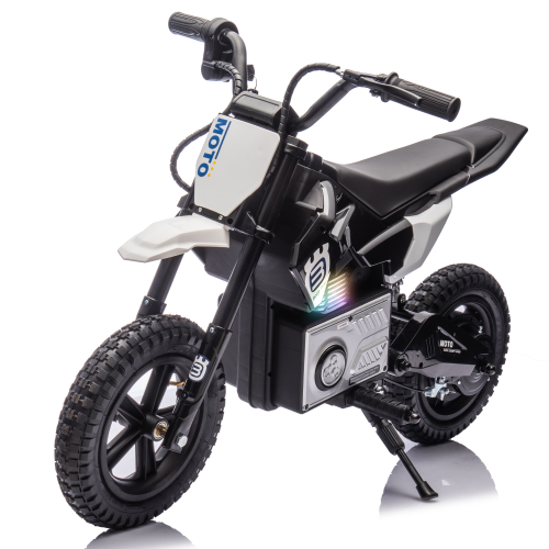 24V Kids Ride On Electric Toy Motocross Motorcycle,200W High Speed Hub Motor,Rear wheel shock absorber,Adjustable speed,LED breath lamp,Bluetooth,Music,Speeds 3.11-9.32MPH For Kids Aged 5-12 - Black - Polypropylene - American Design - 100 - 149 Lbs - 5 to 8 Years - Indoor & Outdoor Use