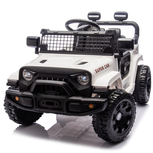 24V Kids Ride on Car W/Parents Control,Four-wheel suspension,2WD,Power display,Bluetooth,MP3,Music,LED headlight,Provide a speed of 1.86-3.11MPH For Kids Around 3 years old. - White - Polypropylene - ABS - American Design - 50 - 99 Lbs - 3 to 4 Years - Indoor & Outdoor Use