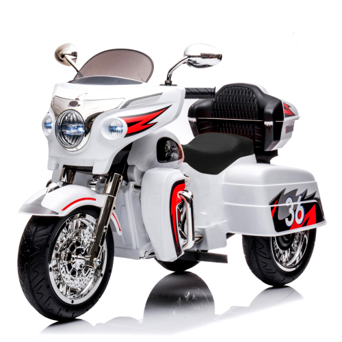 12V Kids Ride On Motorcycle, Electric Toddler Motorcycle Toy with LED Lights, Wireless Music, Large Storage Trunk, Soft PU Seat, Forward & Reverse, Rechargeable Electric Vehicle for 3-6 Years Old - White - Plastic - Indoor & Outdoor Use - White - Plastic