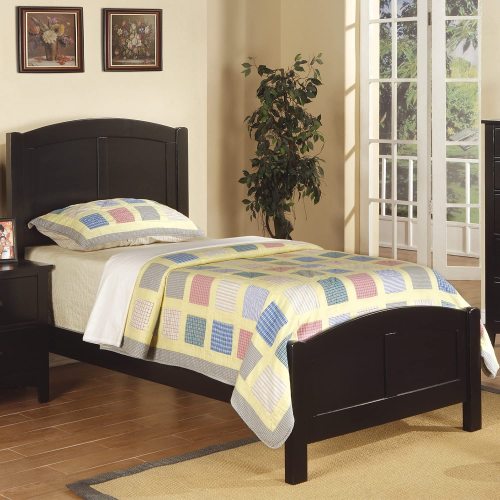 Black Color Twin Size Bed Youth Bedroom Furniture Unique Headboard Footboard Rubberwood - MDF - Modern,Transitional - Not Specified - MDF - Not Specified - Not Specified - Not Specified - Not Specified - Bed Frame - Not Specified - Not Specified - Not Specified - Not Specified