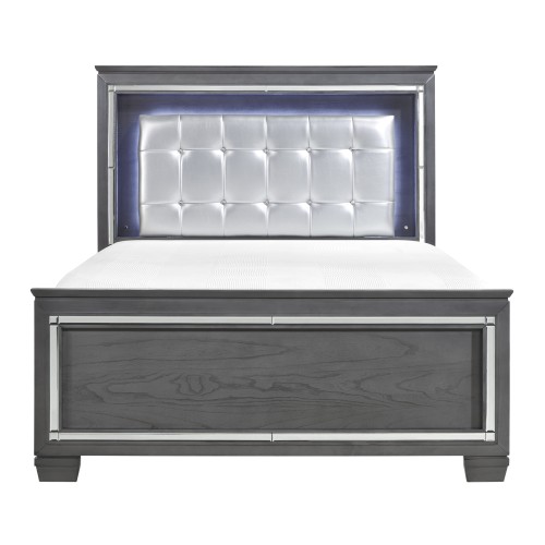 Glamourous Style 1pc Queen Bed Button-Tufted Upholstered LED Headboard Gray Finish Modern Beautiful Bedroom Furniture - Wood - Glam,Modern - Not Specified - Wood - Not Specified - Not Specified - Not Specified