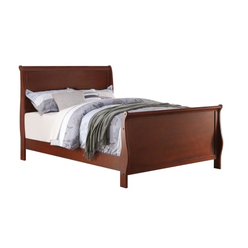 Modern 1pc Twin Size Bed Sleigh Design HB FB Plywood 1pc Bedframe Dark Cherry Louis Phillippe Bedroom Furniture - MDF,Plywood - Contemporary,Modern,Transitional - Bed Frame - Rubberwood - Box Spring Required - Not Specified