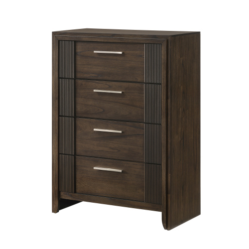 1pc Contemporary 4-Drawer Chest Rich Wood Finish Rustic Charm Polished Hardware Wooden Furniture Brown - Bedroom - Not Specified - Not Specified - Not Specified - Not Specified