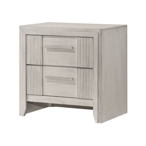 1pc Contemporary 2-Drawer Nightstand Mist White Finish Wooden Furniture - Antique White - Bedroom - 2 Drawers - Antique White - Not Specified - Not Specified - Not Specified