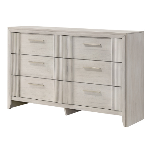 1pc Contemporary 6-Drawer Storage Dresser Mist White Finish Wooden Furniture - Antique White - Bedroom - Not Specified - Antique White - Not Specified - Not Specified - Not Specified