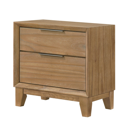 1pc Contemporary 2-Drawer Nightstand Natural Wood Finish Wooden Furniture - Bedroom - 2 Drawers - Not Specified - Not Specified - Not Specified - Not Specified