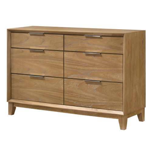 1pc Contemporary 6-Drawer Storage Dresser Natural Wood Finish Wooden Bedroom Furniture - Not Specified - Not Specified - Not Specified - Not Specified - Not Specified
