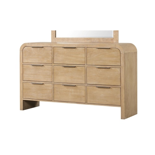 Contemporary Style Natural Finish 1pc Dresser Only Solid Rubber wood Bedroom Furniture 9-Drawers Metal Finger Pulls - Engineered Wood,Melamine,Rubber Wood,Wood - Contemporary,Transitional - Engineered Wood - Melamine - Not Specified - Not Specified - Not Specified - Not Specified - Not Specified - Not Specified - Not Specified - Not Specified - Not Specified - Not Specified