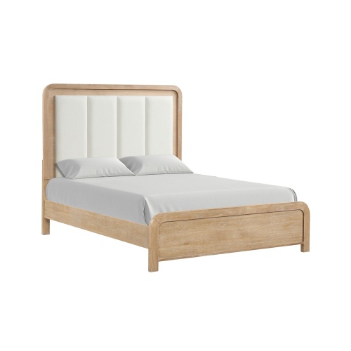 Queen Size Bed Channel Padded Headboard 1pc Panel Bed frame Natural Finish Transitional Style Bedroom Furniture - Engineered Wood,Melamine,Rubber Wood,Wood - Contemporary,Transitional - Engineered Wood - Melamine - Not Specified - Not Specified - Not Specified - Box Spring Required - Nature - Wood - Not Specified - Not Specified