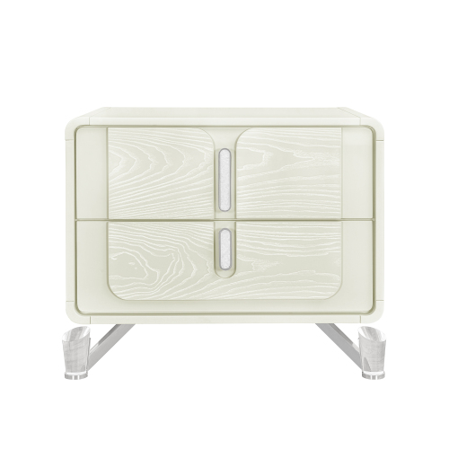 Nora Beige Nightstand - Solid Wood+MDF - Solid Wood+MDF - Modern - Bedroom - Rubberwood - Not Specified - Not Specified - Not Specified - Not Specified - Not Specified - Not Specified - 2 Drawers - Dovetail Joints - Square - Not Specified - Not Specified - Not Specified