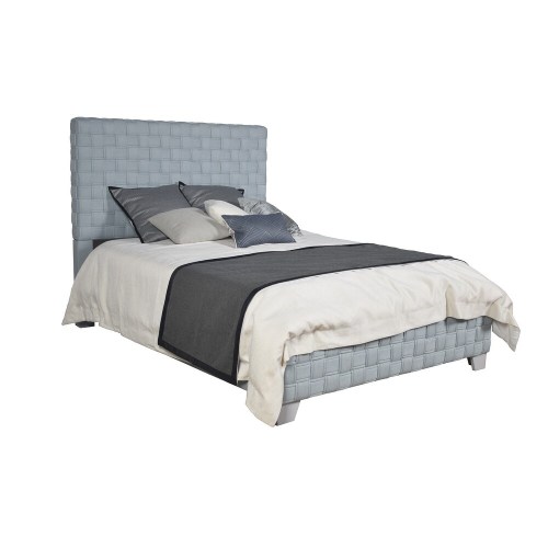 Contemporary Queen Size Upholstered Bed Light Teal Chenille Bold Design Bedroom Furniture 1pc - Wood - Box Spring Required - Wood