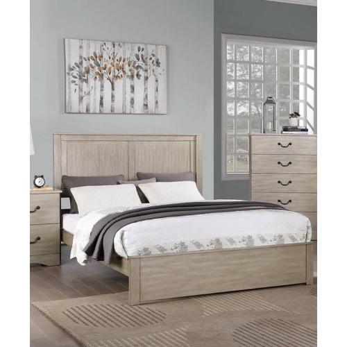 Rustic Style California King Size Bed 1pc Two Panel Headboard Antique Silver Finish Bedroom Furniture - MDF,Pine,Plywood - Bed Frame - Wood - Box Spring Not Required