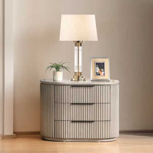 Leanna Light Oak Nightstand w/USB Port - Engineered Wood,Metal,Solid Wood - Metal - Solid Wood - Not Specified - Not Specified - Not Specified - 3 Drawers