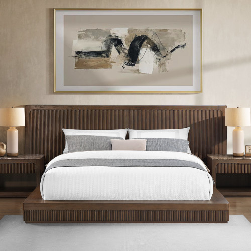 Leanna Brown Oak EK Bed - MDF,Solid Wood - MDF - Not Specified - Not Specified - Not Specified - Not Specified