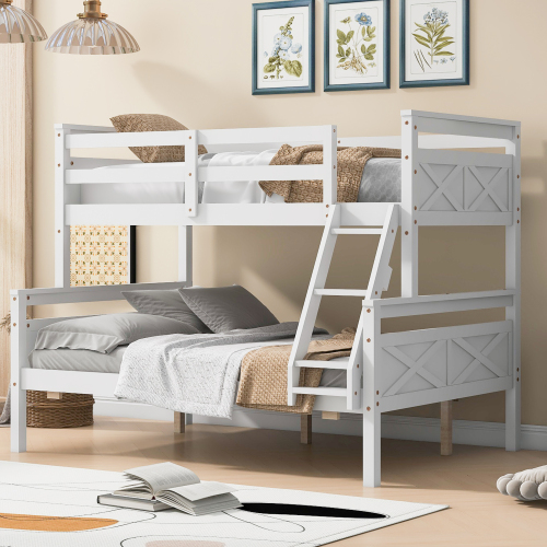 Twin over Full Bunk Bed with ladder, Safety Guardrail, Perfect for Bedroom, White - Pine - Not Specified - Not Specified - Not Specified - Not Specified - Not Specified - Pine - Not Specified