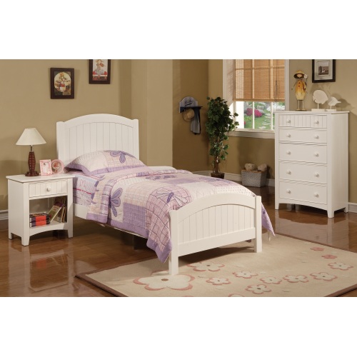 White Color Twin Size Bed Nightstand And Chest 3pc Set Bedroom Furniture Wooden Transitional Style Headboard - Plywood - Classic,Contemporary - Rubberwood - Plywood - Bed Included,Chest Included,Nightstand Included - 3 Piece Set - Box Spring Required - Not Specified - Not Specified - Not Specified - Not Specified - Not Specified