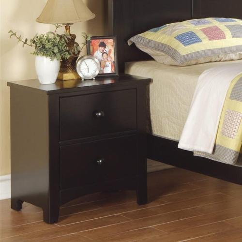 Black Finish Nightstand 2-Drawers Pine Veneer MDF Wooden 1pc Modern Nightstand - Plywood - Modern,Transitional - Bedroom - Rubberwood - Not Specified - Plywood - Not Specified - Not Specified - Not Specified - Not Specified - Not Specified - Not Specified - 2 Drawers - Storage - Bedside Cabinet