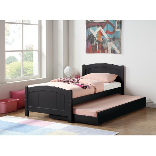 Twin Size Bed w/ Trundle Slats Black Pine Plywood Kids Youth Bedroom Furniture - Modern,Transitional - Rubberwood - Not Specified - Not Specified - Not Specified - Not Specified - Not Specified - Not Specified - Not Specified - Not Specified - Not Specified - Not Specified - Not Specified