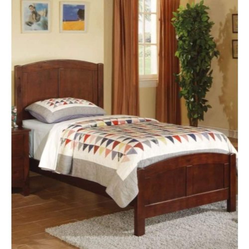 Cherry Finish 1pc Full Size Bed Youth Bedroom Furniture Unique Headboard Footboard Rubberwood - Cherry,Dark Oak - MDF,Pine,Plywood - Contemporary,Modern,Transitional - Not Specified - Not Specified - Dark Oak - Not Specified - Not Specified - Box Spring Required - Bed Frame - Not Specified - Not Specified - Not Specified - Not Specified