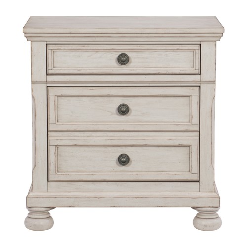 Transitional Wire-Brushed White Finish 1pc Nightstand with Hidden Drawer Bun Feet Classic Bedroom Furniture - Antique White - Wood - Traditional,Transitional - 3 Drawers - Antique White - Wood - Not Specified - Not Specified - Not Specified