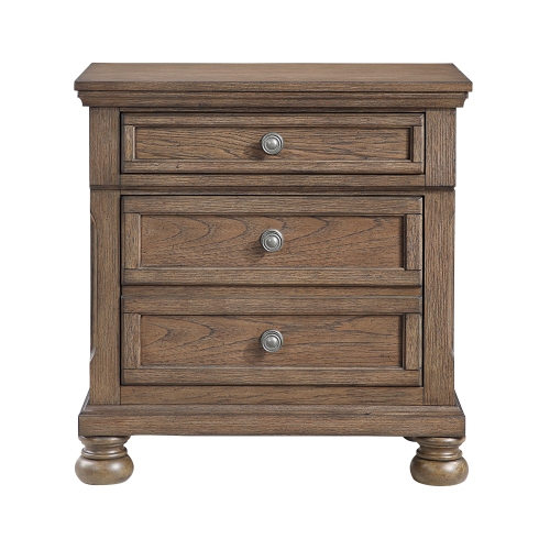 Transitional Antique Brown Finish 1pc Nightstand with Hidden Drawer Bun Feet Classic Wooden Bedroom Furniture - Traditional,Transitional - 3 Drawers - Not Specified - Not Specified - Not Specified