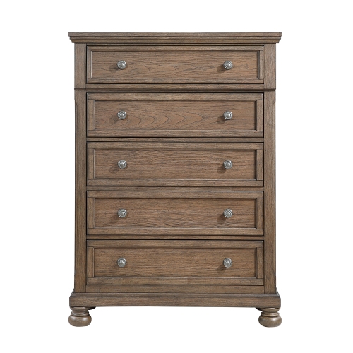 Transitional Antique Brown Finish 1pc Storage Chest with 5x Drawers Classic Bun Feet Wooden Bedroom Furniture - Traditional,Transitional - Not Specified - Not Specified - Not Specified - Not Specified
