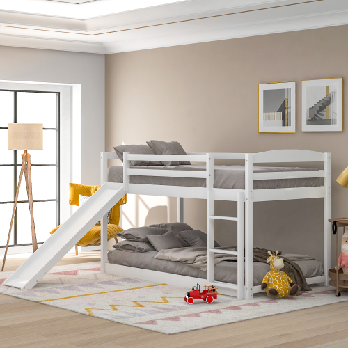 Twin over Twin Bunk Bed with Convertible Slide and Ladder , White (Old SKU:WF281725AAK) - Pine - Pine - Not Specified - Not Specified - Not Specified - Not Specified - Not Specified