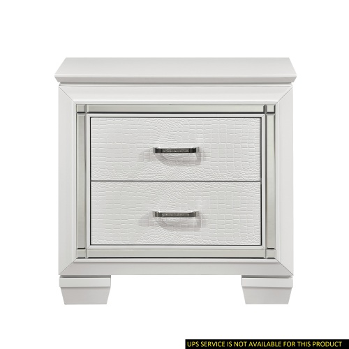 Glamorous Design Bedroom Furniture 1pc Nightstand of 2x Drawers White Finish Faux Alligator Embossed Textured Fronts - Wood - Glam,Modern - 2 Drawers - Wood - Not Specified - Not Specified - Not Specified - Not Specified