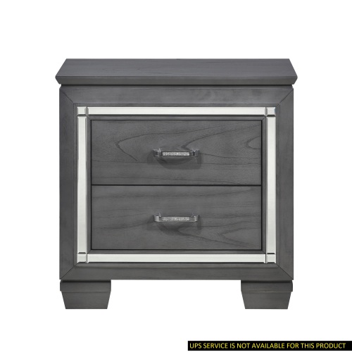 Glamourous Style 1pc Nightstand of 2x Drawers LED Lighting Faux Crystals Bar Pulls Gray Finish Modern Bedroom Furniture - Wood - Glam,Modern - 2 Drawers - Wood - Not Specified - Not Specified - Not Specified - Not Specified