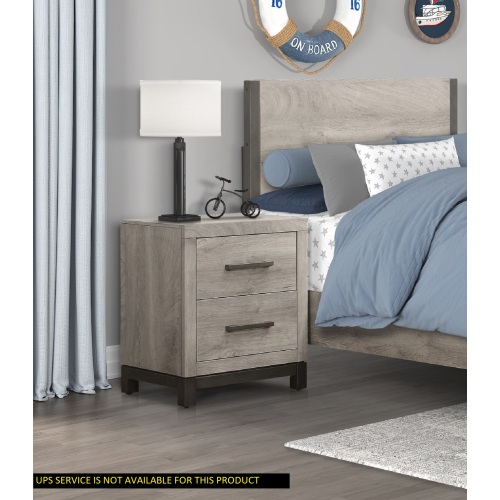 Attractive Gray Finish 1pc Nightstand of 2x Drawers Metal Bar Hardware Premium Melamine Board Wooden Bedroom Furniture - Light Gray - 2 Drawers - Light Gray - Not Specified - Not Specified - Not Specified - Not Specified - Not Specified