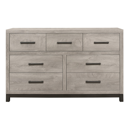 Attractive Gray Finish 1pc Dresser of 7x Drawers Metal Bar Hardware Premium Melamine Board Wooden Bedroom Furniture - Light Gray - 5 Drawers & Above - Light Gray - Not Specified - Not Specified - Not Specified - Not Specified - Not Specified