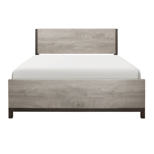 Light Gray Finish 1pc Full Size Bed Premium Melamine Wooden Modern Bedroom Furniture - Not Specified - Box Spring Required - Not Specified - Not Specified - Not Specified