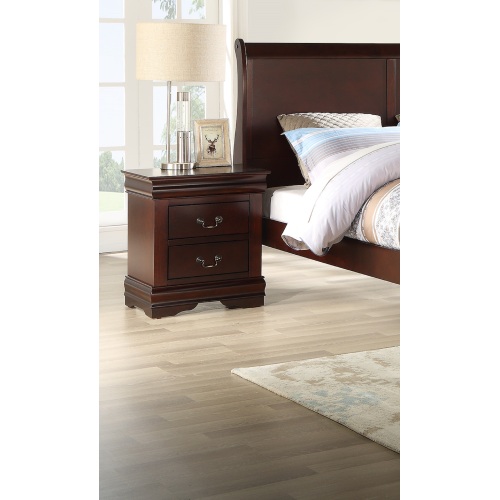 1pc Cherry Finish Two Drawers Louis Philip Nightstand Solid Wood Contemporary & Simple Style - Not Specified - Not Specified - Not Specified - Not Specified - Not Specified - Not Specified - Not Specified - Not Specified - Not Specified