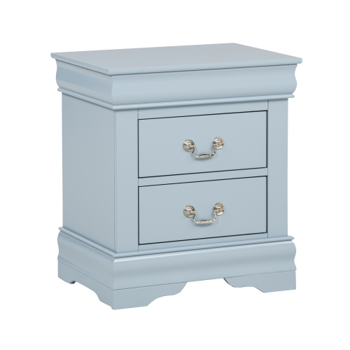 1pc Blue Two Drawers Louis Philip Nightstand Wooden Contemporary Style Bedroom Home Furniture - Not Specified - Not Specified - 2 Drawers - Not Specified - Not Specified - Not Specified - Not Specified