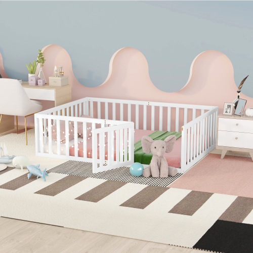Full Size Wood Daybed Frame with Fence, White(OLD SKU:WF289662AAK) - Solid Wood - Not Specified - Not Specified