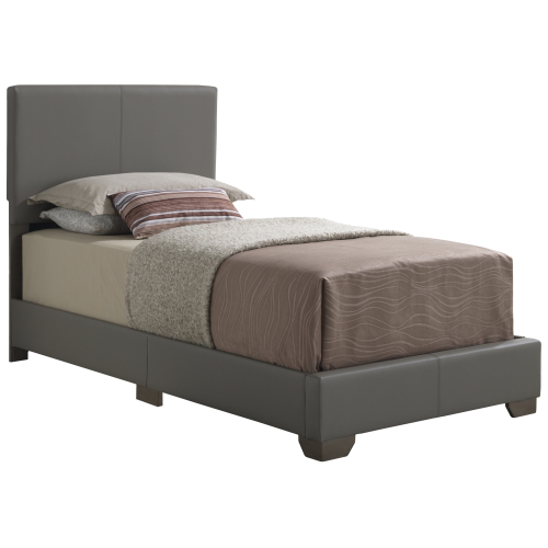 Stylishly Comfortable Twin Bed In Light Grey - PU - Foam