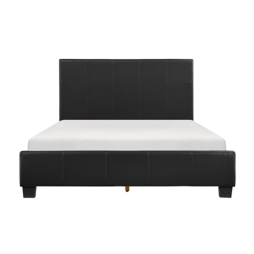 Contemporary Design 1pc California King Size Bed Durable Faux Leather Upholstered Unique Style Bedroom Furniture - Black - Plywood - Not Specified - Black - Plywood - Box Spring Not Required - Not Specified - Not Specified - Not Specified - Not Specified