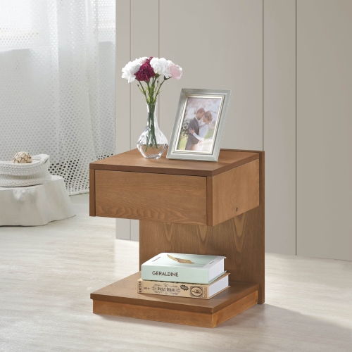 Modern Home Furniture 1pc End Table with Drawer Open Platform Storage USB Port Brown Finish Wooden Furniture Side Table - Primary Living Space - Coffee & End Tables - Not Specified - Not Specified - Not Specified - Not Specified - Not Specified