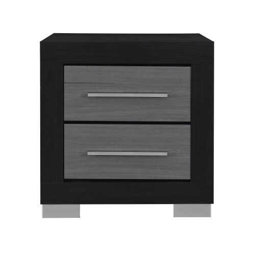 ELSA BLACK AND GREY NIGHTSTAND - Solid Wood+MDF - Solid Wood+MDF - Transitional - Bedroom - Rubberwood - Solid Wood - 2 Drawers - Dovetail Joints - Square - Not Specified - Not Specified - Not Specified - Not Specified - Not Specified - Not Specified - Not Specified - Not Specified