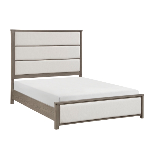 1pc Contemporary California King Panel Bed Light Gray Finish Upholstered Headboard Footboard Bedroom Furniture - Wood - Contemporary,Modern - Box Spring Required - Wood - Chenille