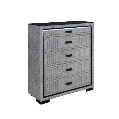 Isaiah Grey Chest - Gray - Solid Wood+MDF,Upholstered - Solid Wood+MDF - Contemporary - Bedroom - Rubberwood - Upholstered - Solid Wood - Not Specified - Not Specified - Not Specified - Not Specified - Not Specified - Not Specified - Not Specified - Not Specified - Not Specified - Not Specified