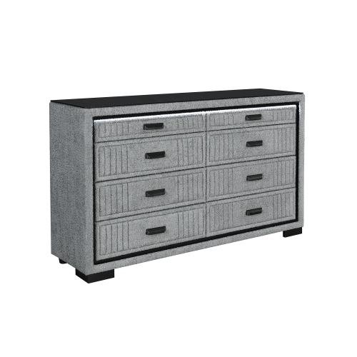 Isaiah Grey Dresser - Gray - Solid Wood+MDF,Upholstered - Solid Wood+MDF - Contemporary - Bedroom - Rubberwood - Upholstered - Solid Wood - Not Specified - Not Specified - Not Specified - Not Specified - Not Specified - Not Specified - Not Specified - Not Specified - Not Specified - Not Specified
