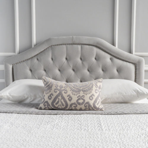 Tufted Upholstered Headboard Queen Size, Solid Wood Head Board with Durable Metal Legs, Adjustable Height Queen headboard with Nailhead Trim in Bedroom - LIGHT GREY - Fabric - LIGHT GREY - Fabric